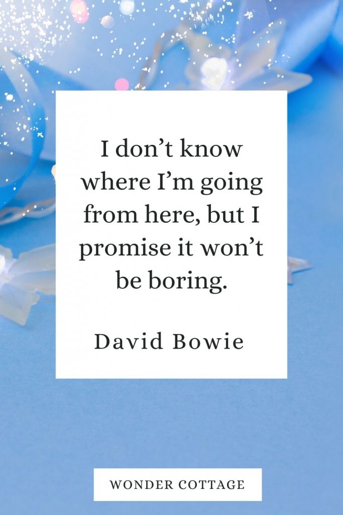 I don’t know where I’m going from here, but I promise it won’t be boring. David Bowie
