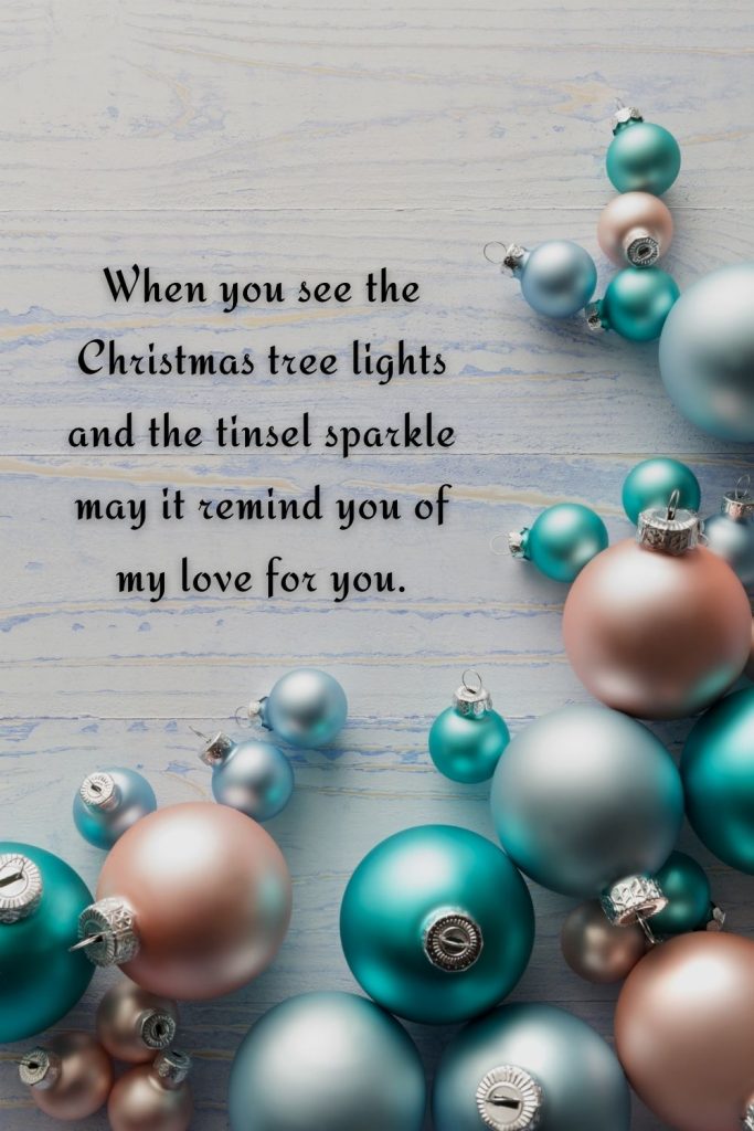 When you see the Christmas tree lights and the tinsel sparkle may it remind you of my love for you.
