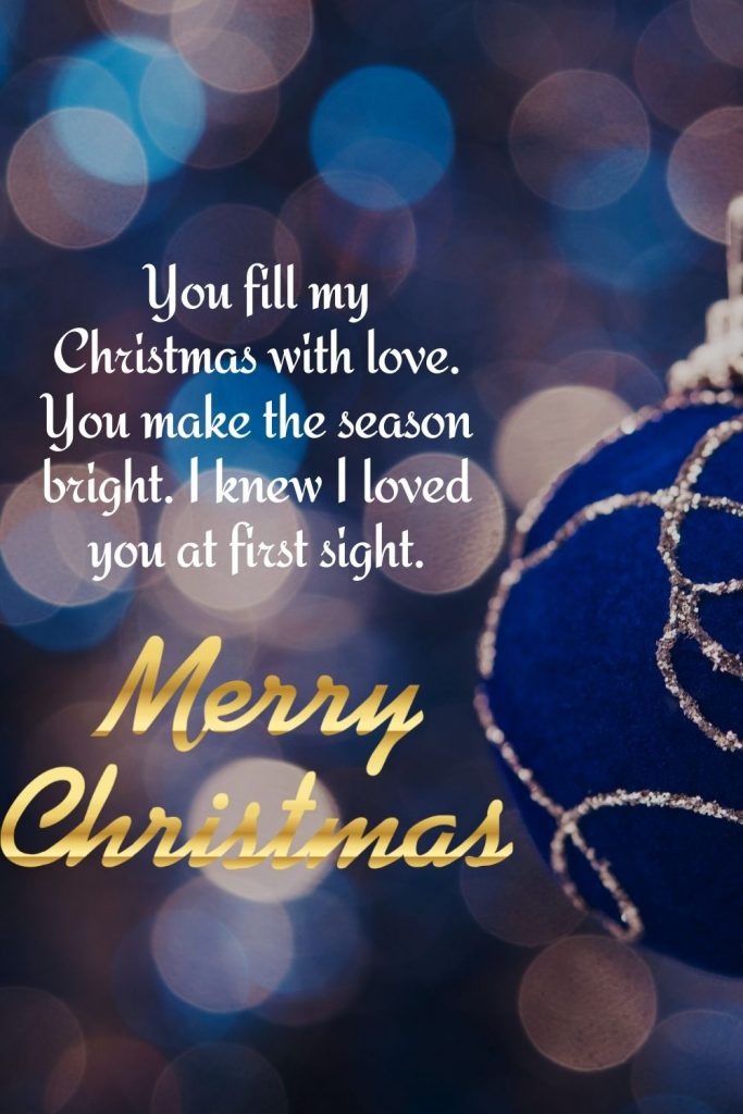 You fill my Christmas with love. You make the season bright. I knew I loved you at first sight. Merry Christmas My Husband!