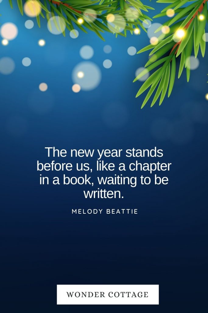 The new year stands before us, like a chapter in a book, waiting to be written. Melody Beattie