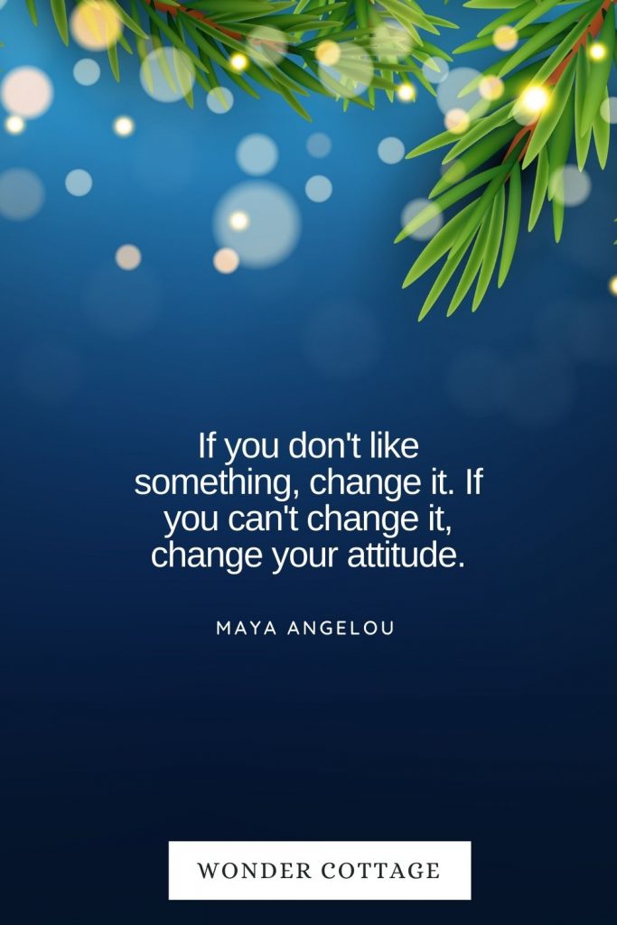 If you don't like something, change it. If you can't change it, change your attitude. Maya Angelou
