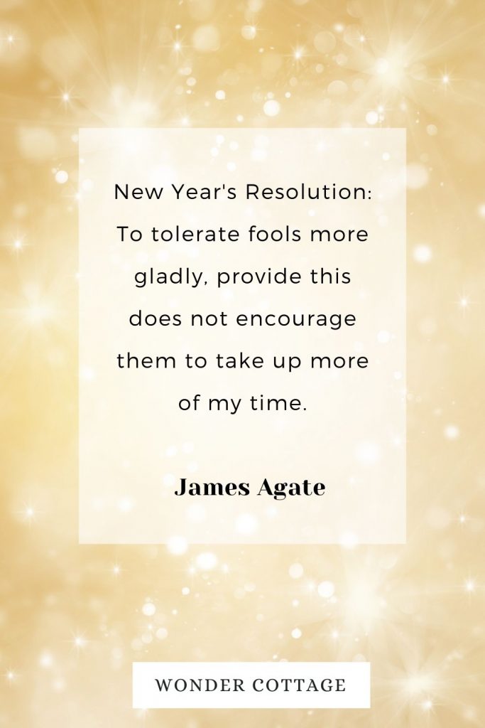 New Year's Resolution: To tolerate fools more gladly, provide this does not encourage them to take up more of my time. James Agate