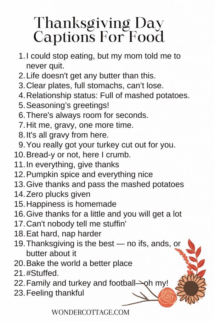 thanksgiving day captions for food