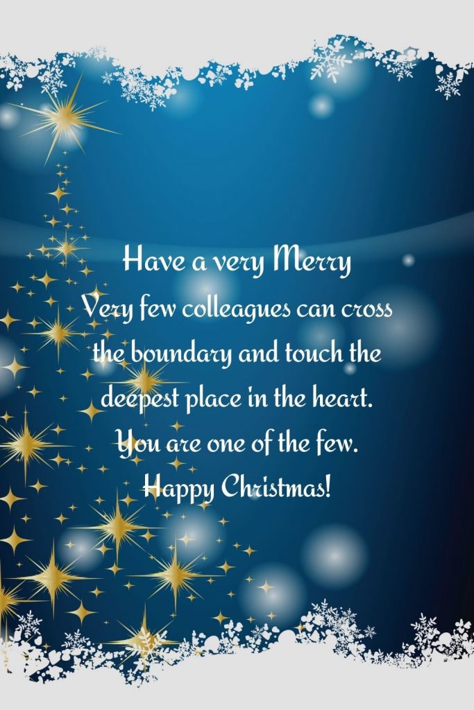 Very few colleagues can cross the boundary and touch the deepest place in the heart. You are one of the few. Happy Christmas!