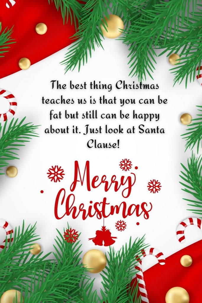 The best thing Christmas teaches us is that you can be fat but still can be happy about it. Just look at Santa Clause! Merry Christmas!