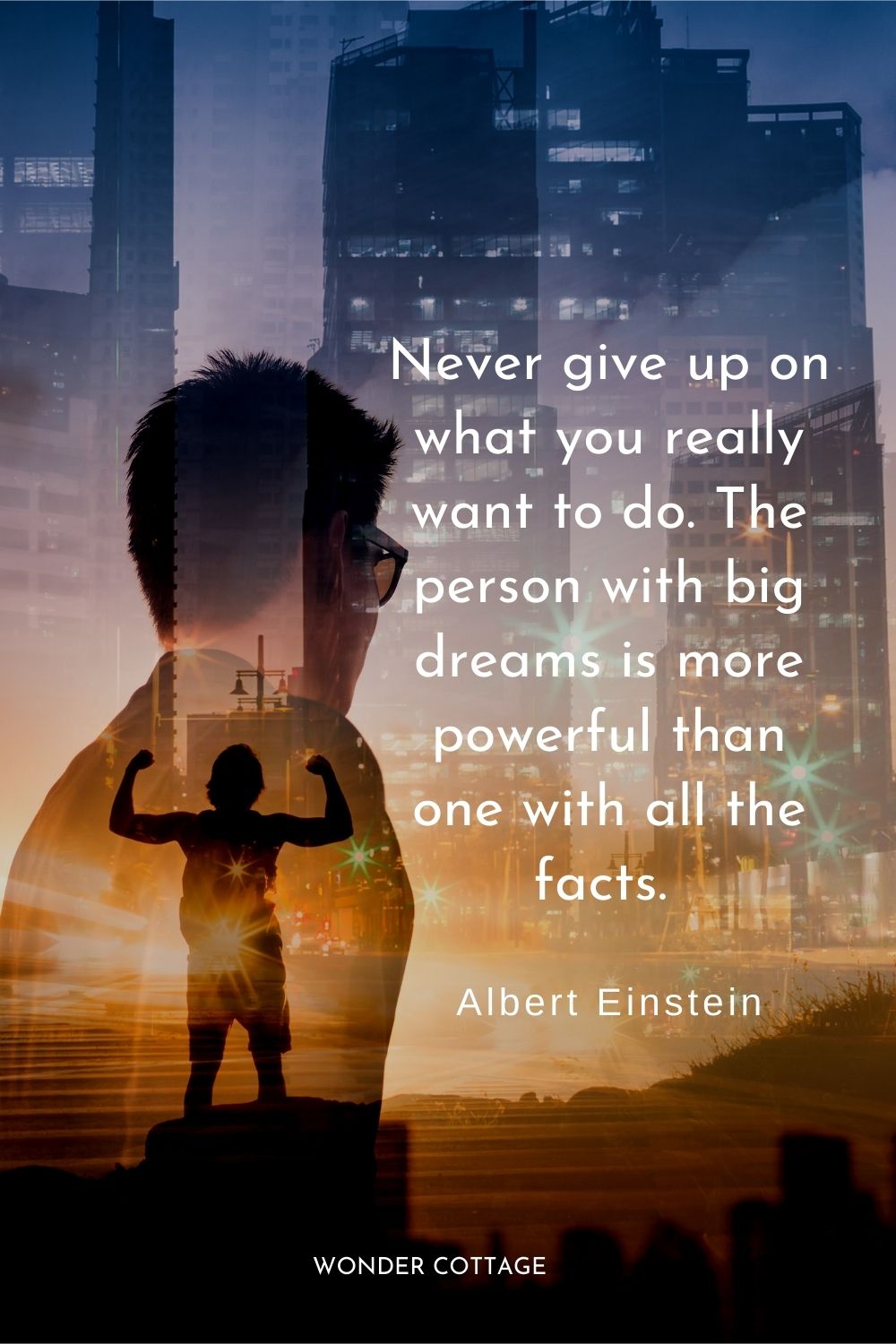 Never give up on what you really want to do. The person with big dreams is more powerful than one with all the facts.  Albert Einstein