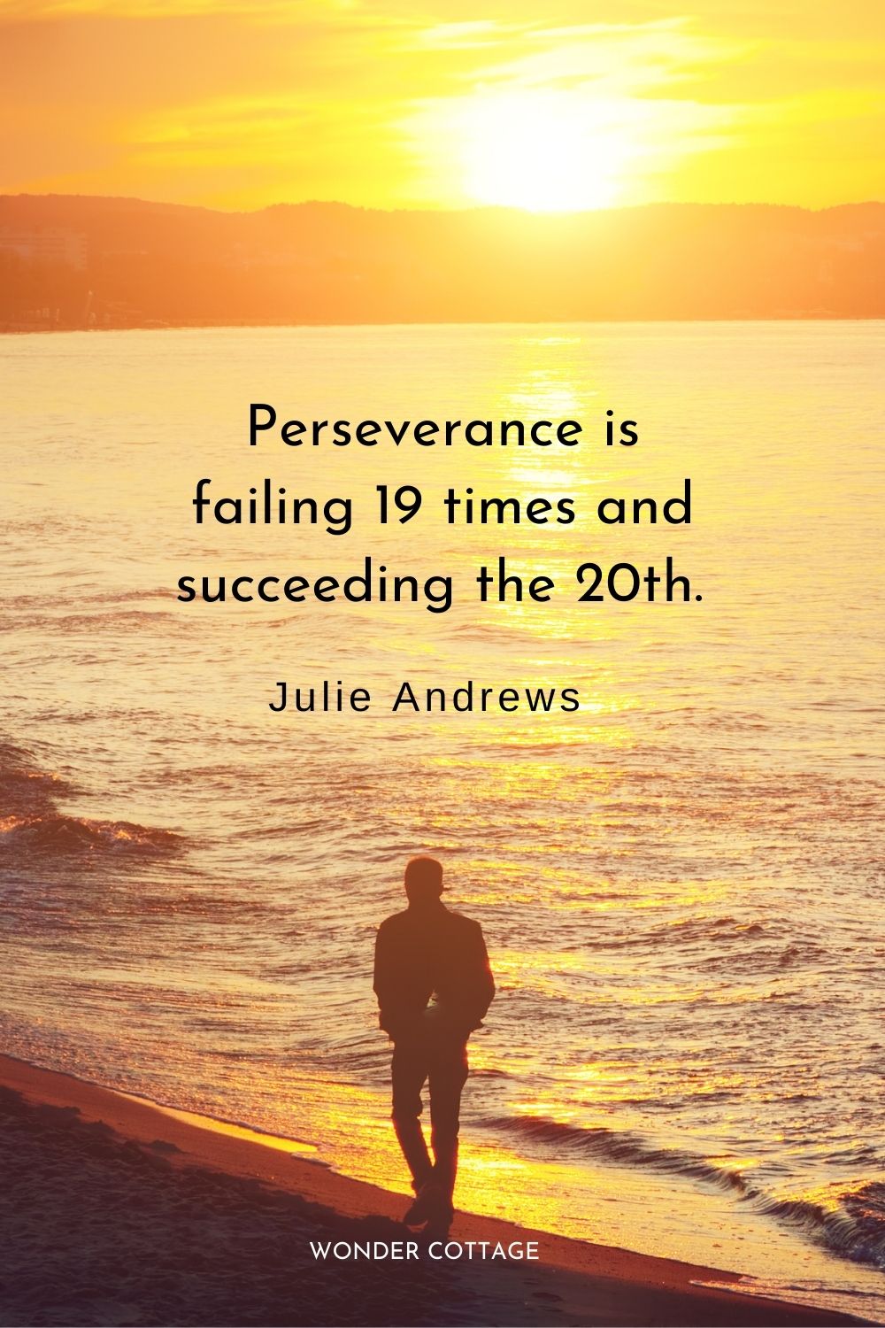 Perseverance is failing 19 times and succeeding the 20th.  Julie Andrews