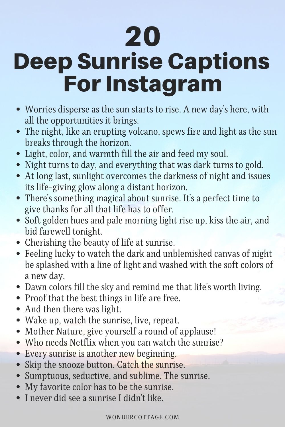 Deep Sunrise Captions For Instagram