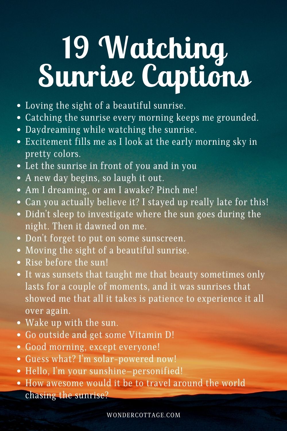 Catchy Sunrise Captions For Instagram Wonder Cottage