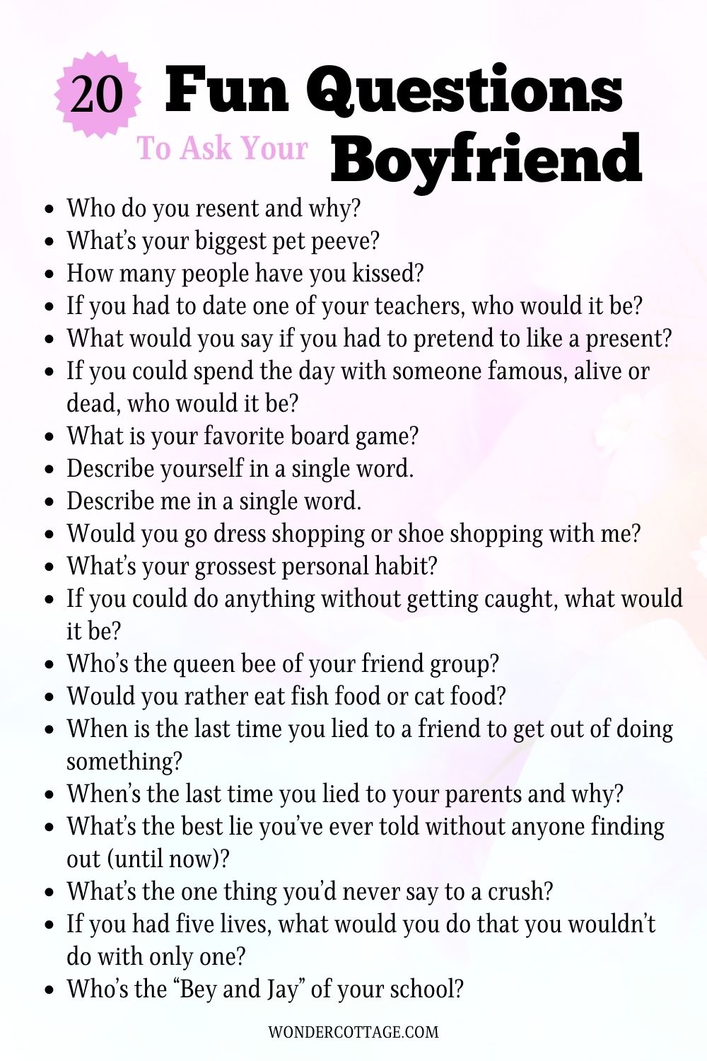 20 Fun questions to ask your boyfriend