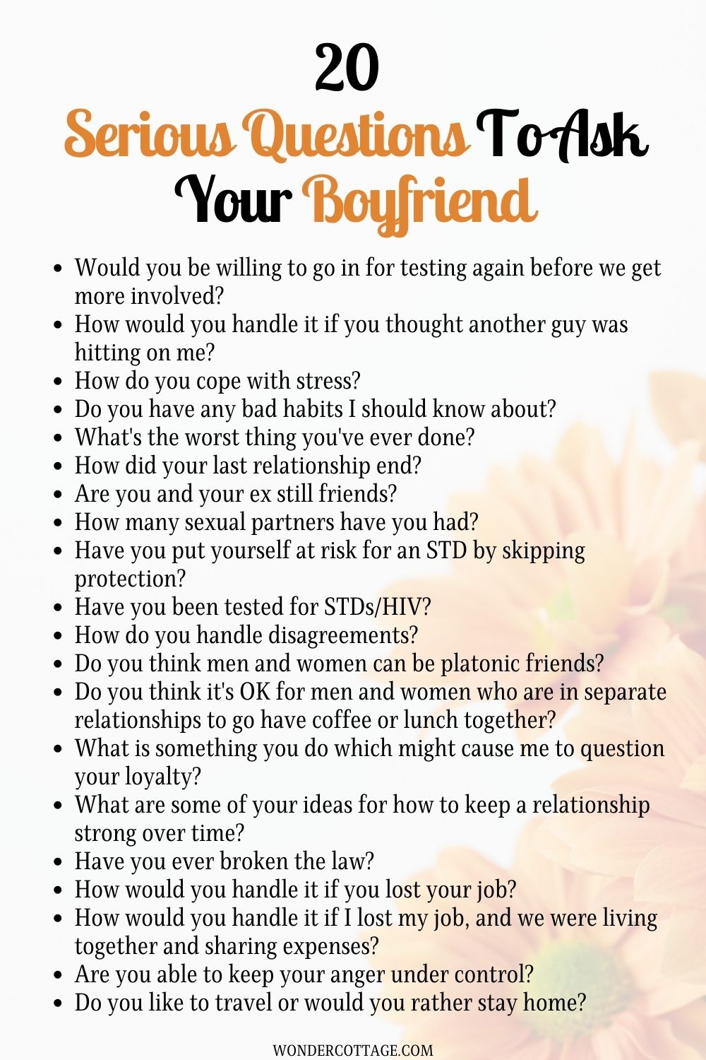 Serious questions to ask your boyfriend