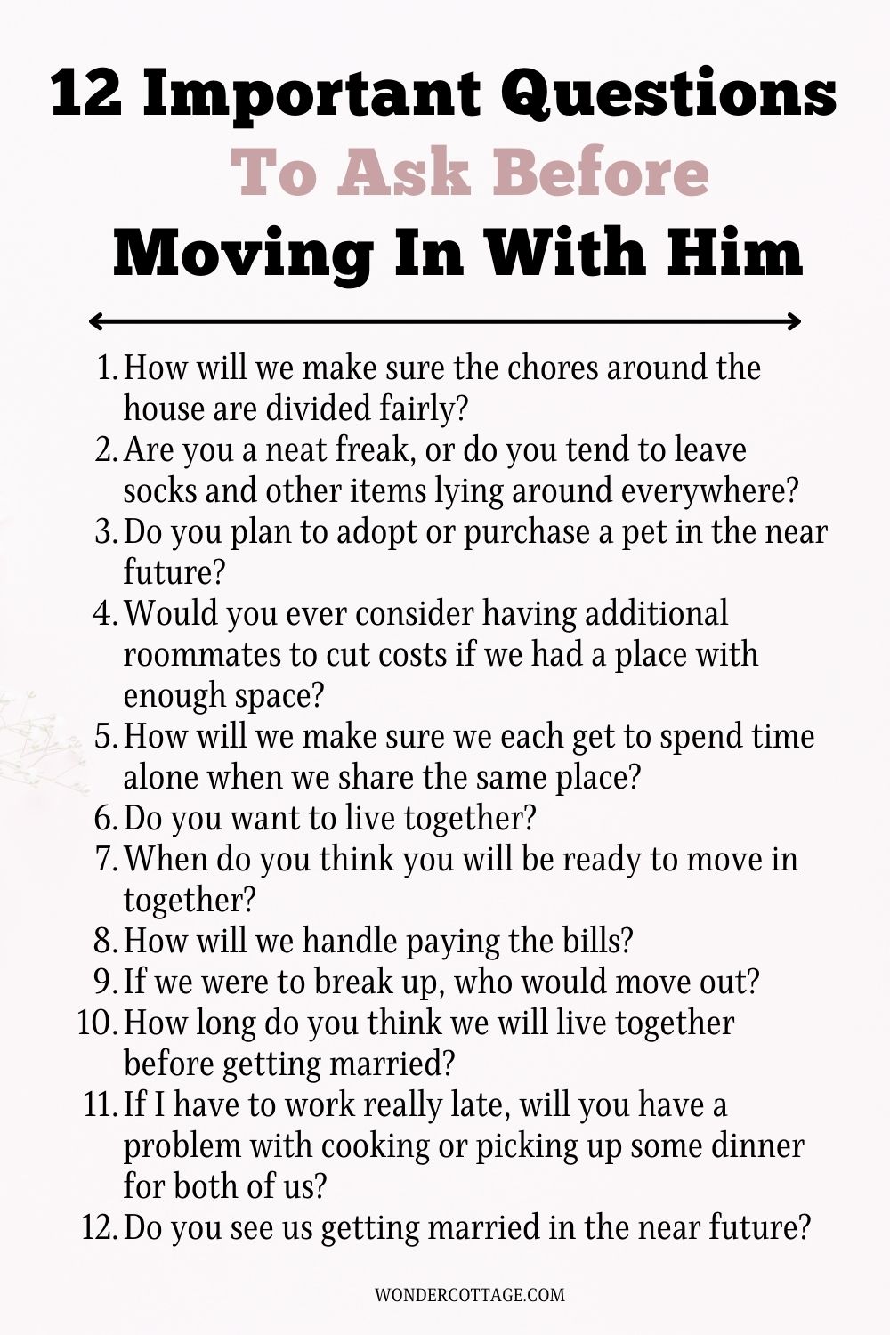 Important questions to ask before moving in with him