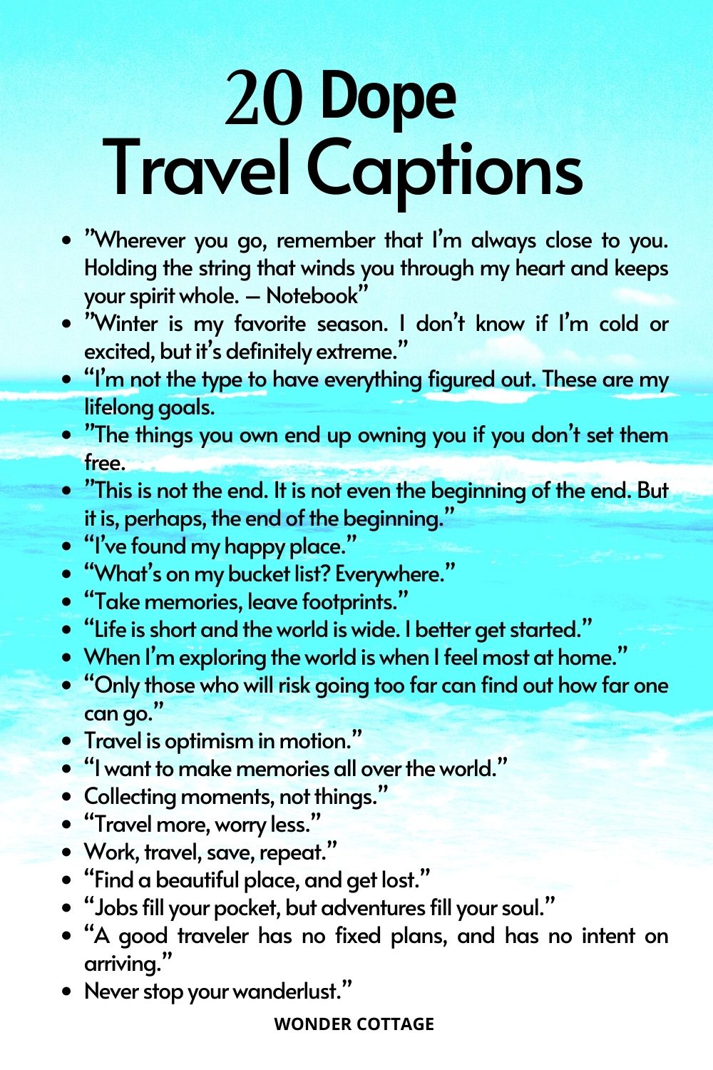 190 Travel Captions For Instagram and Facebook - Wonder Cottage