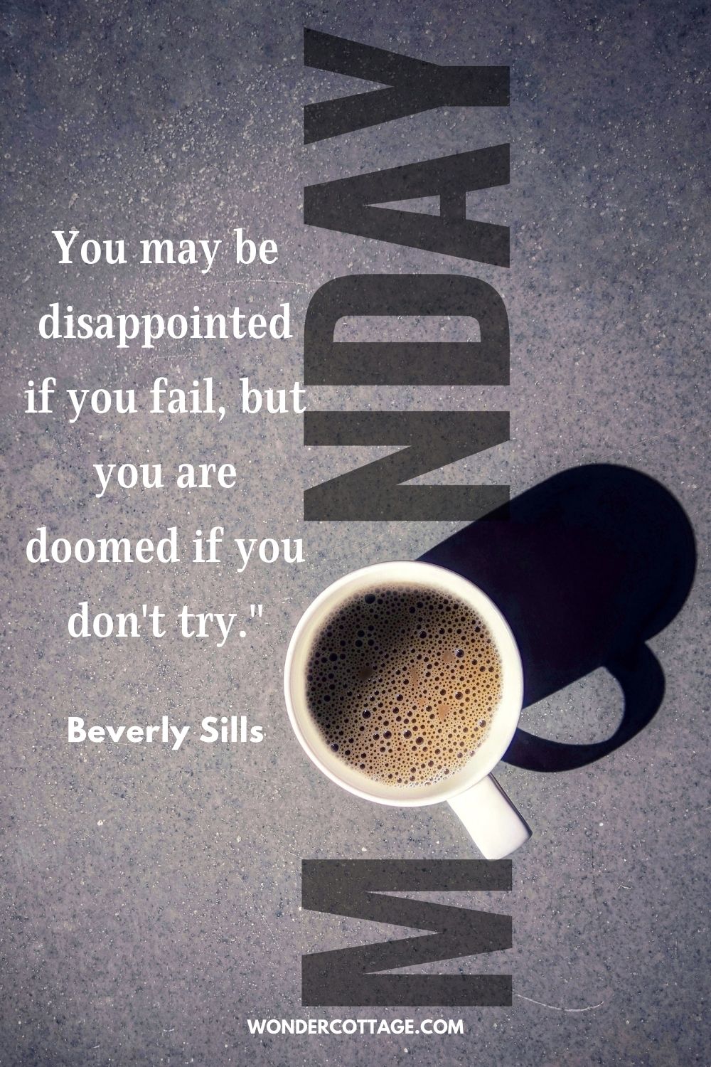 You may be disappointed if you fail, but you are doomed if you don't try." Beverly Sills Motivational Monday Quotes