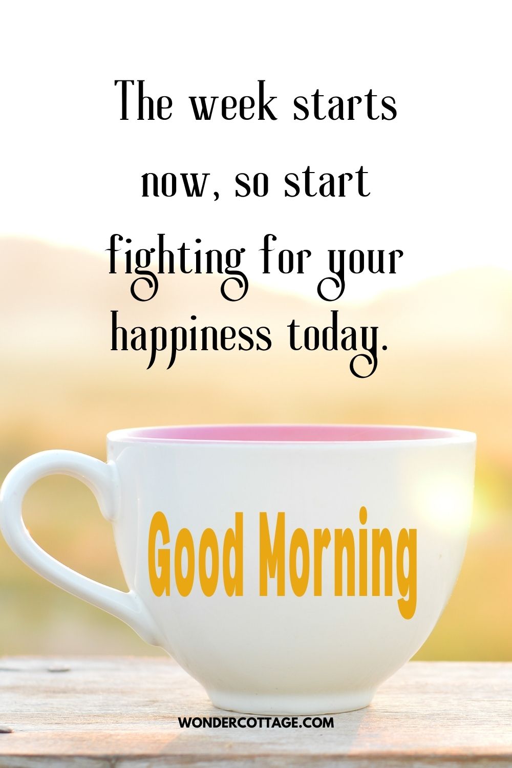 The week starts now, so start fighting for your happiness today. Good Morning