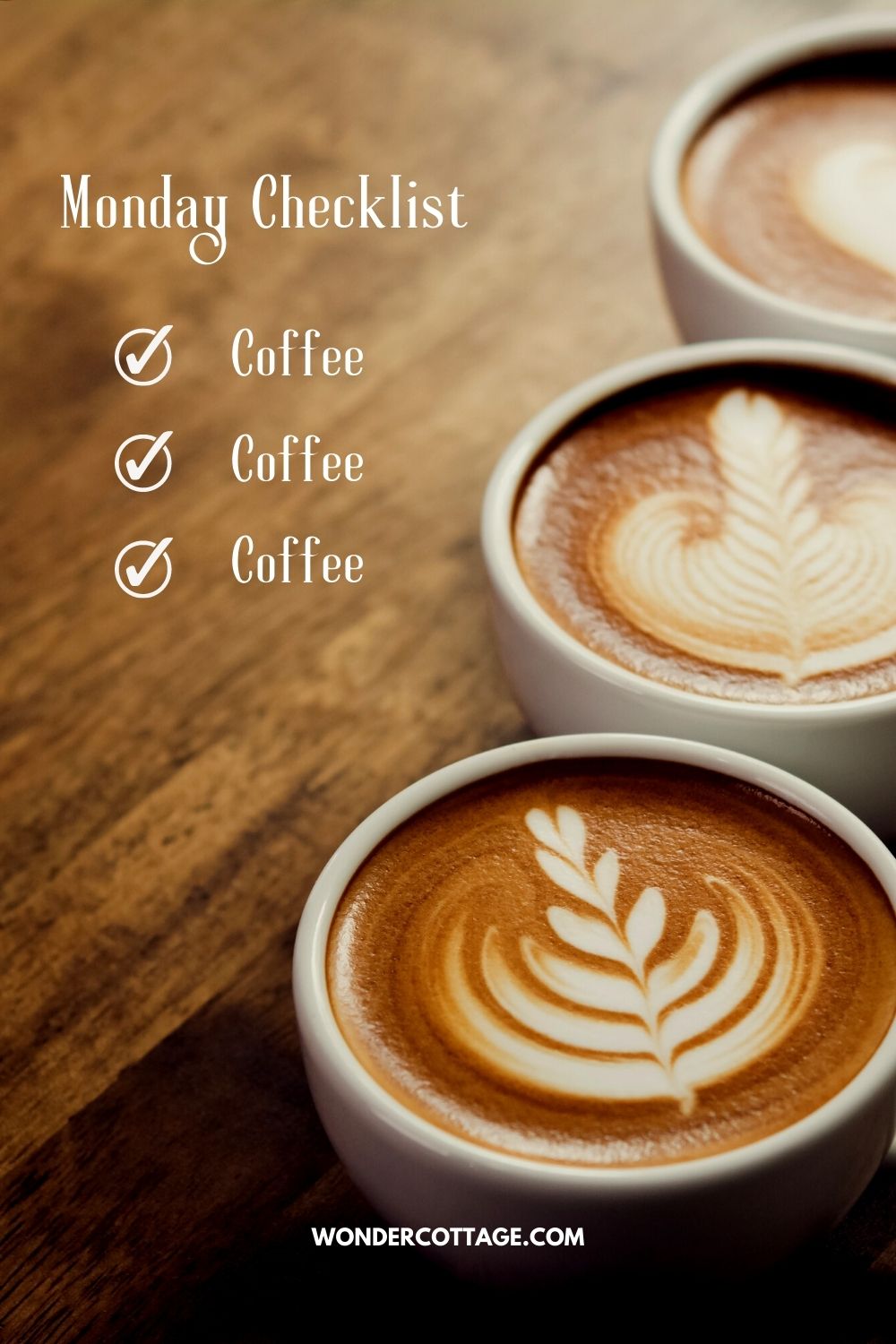 Monday checklist: coffee, coffee, coffee, coffee