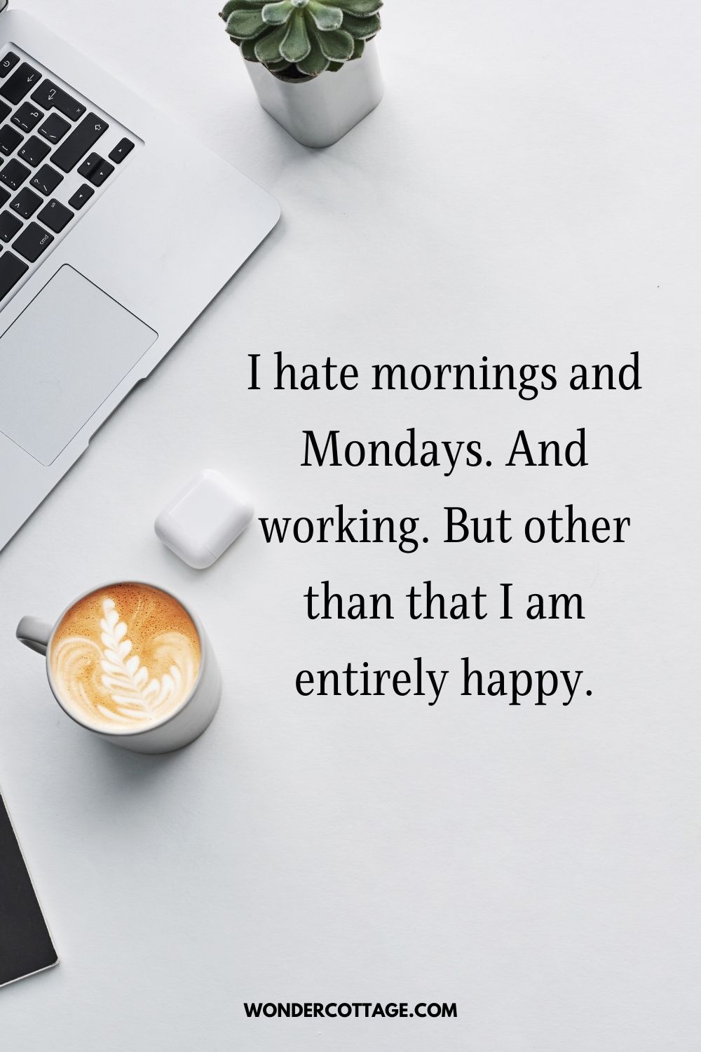 I hate mornings and Mondays. And working. But other than that I am entirely happy.