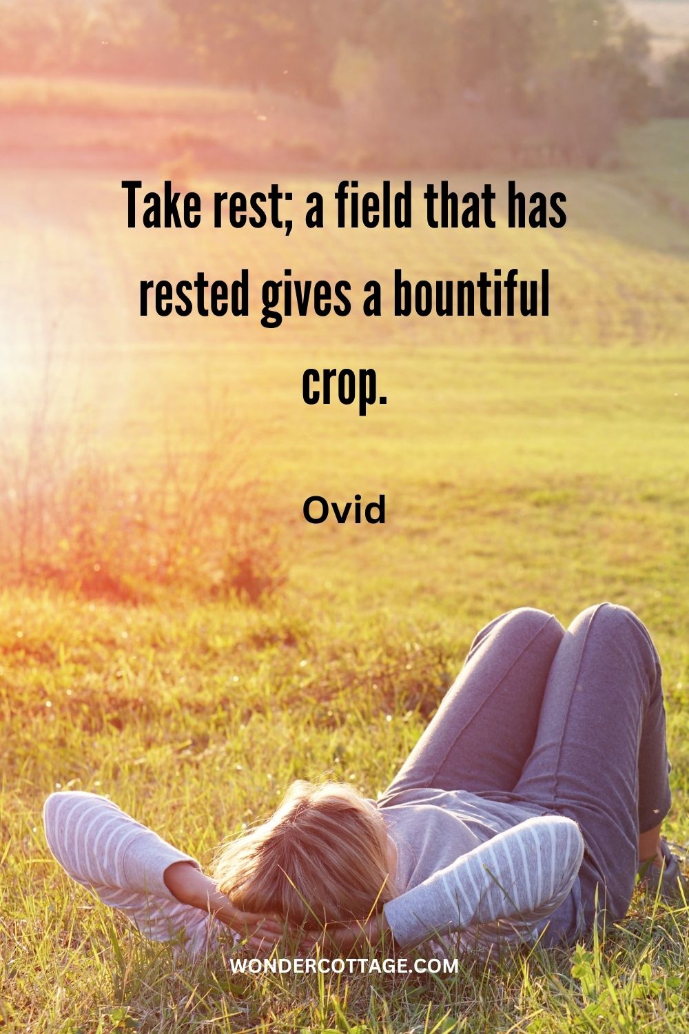 Take rest; a field that has rested gives a bountiful crop. Ovid