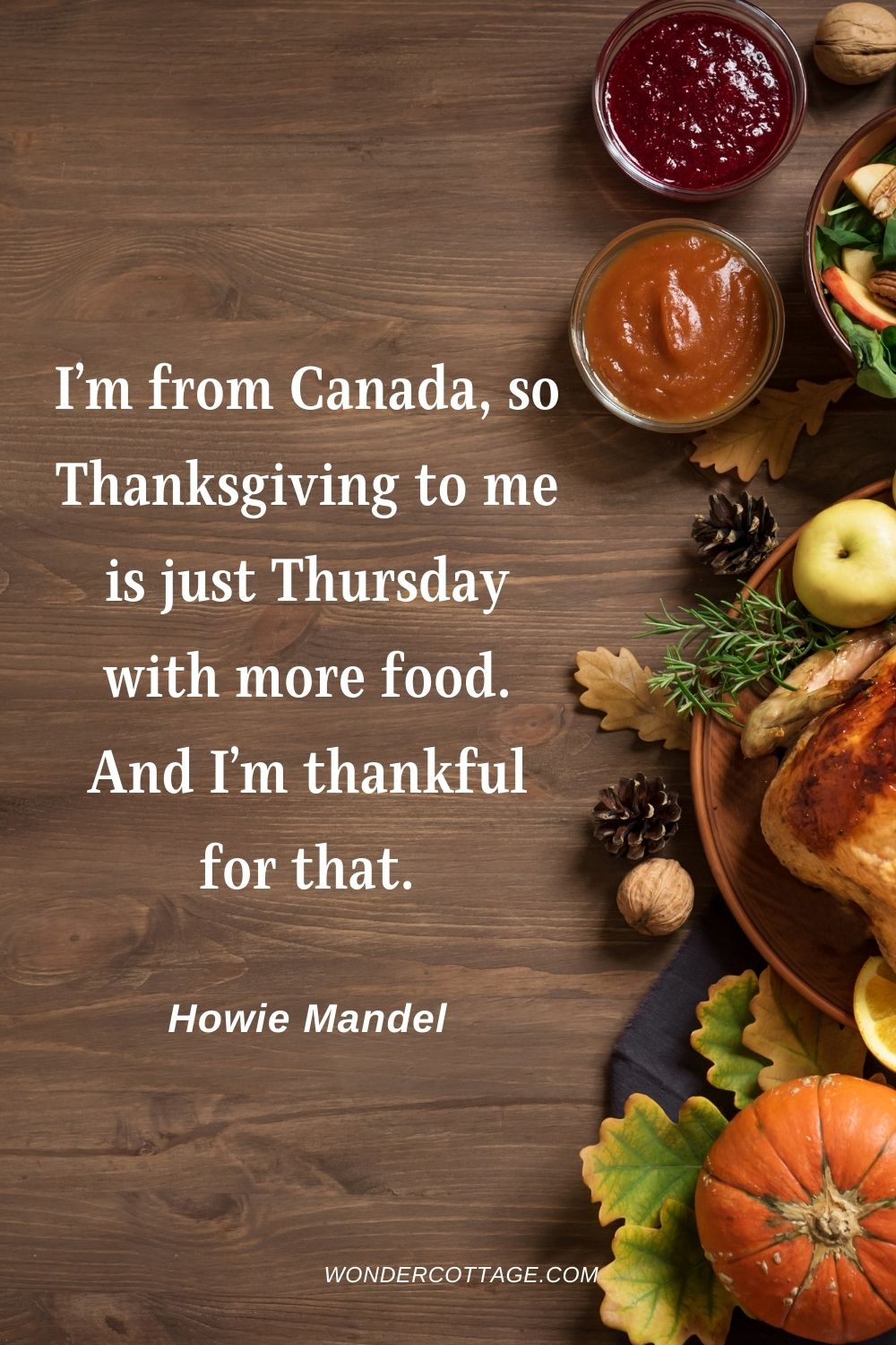 I’m from Canada, so Thanksgiving to me is just Thursday with more food. And I’m thankful for that. Howie Mandel