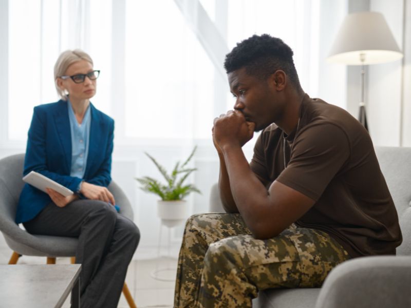 A guy talking to a psychologist