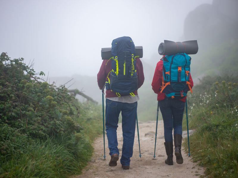 A couple hiking together