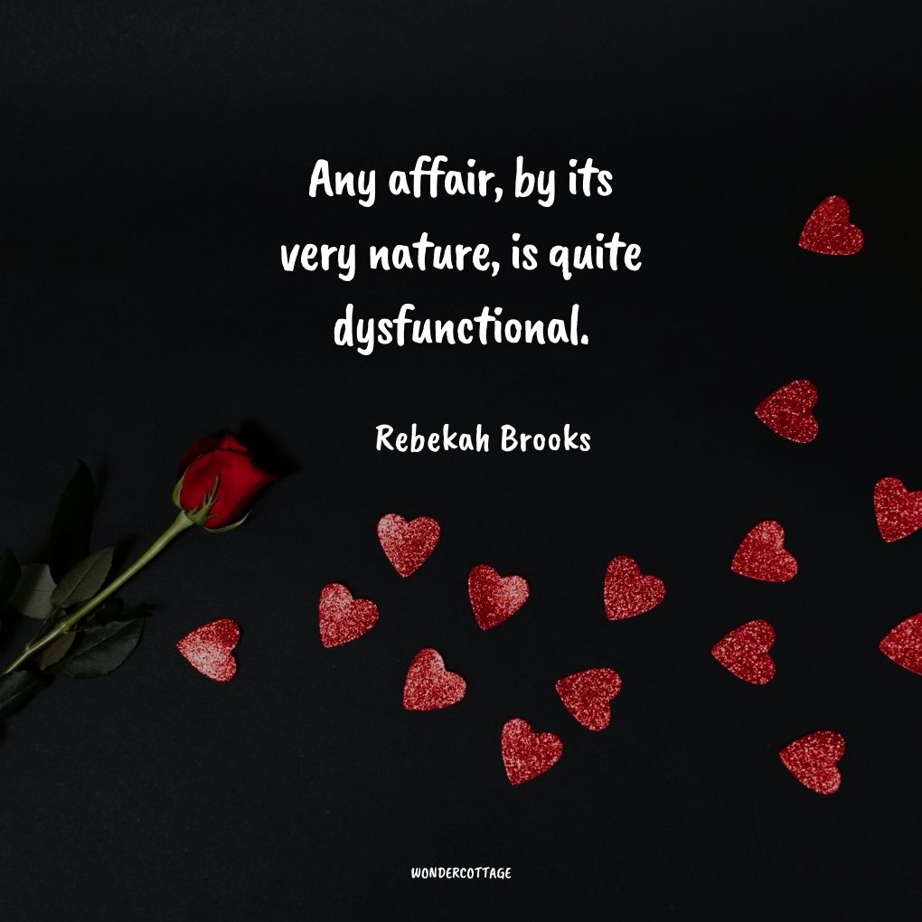 Any affair, by its very nature, is quite dysfunctional.
Rebekah Brooks