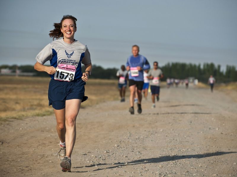 Adults in a running marathon